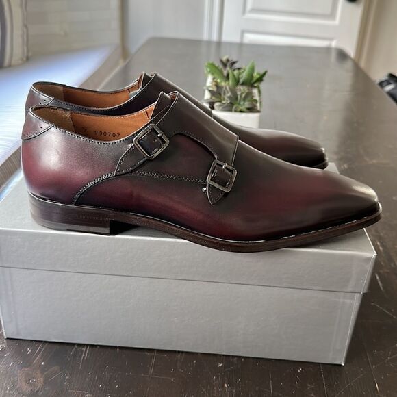 ANTONIO MAURIZI Double Monk Strap Shoe (Men) Size 43 in Wine Color NEW in Box - Picture 3 of 10